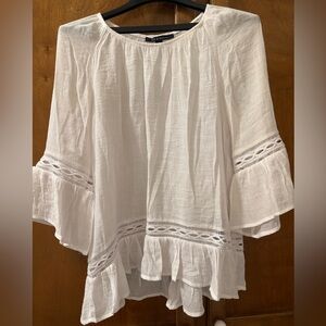 White Boho Blouse with Bell Sleeves